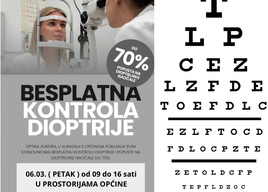 BESPLATNA KONTROLA DIOPTRIJE ZA MJEŠTANE OPĆINE PROLOŽAC